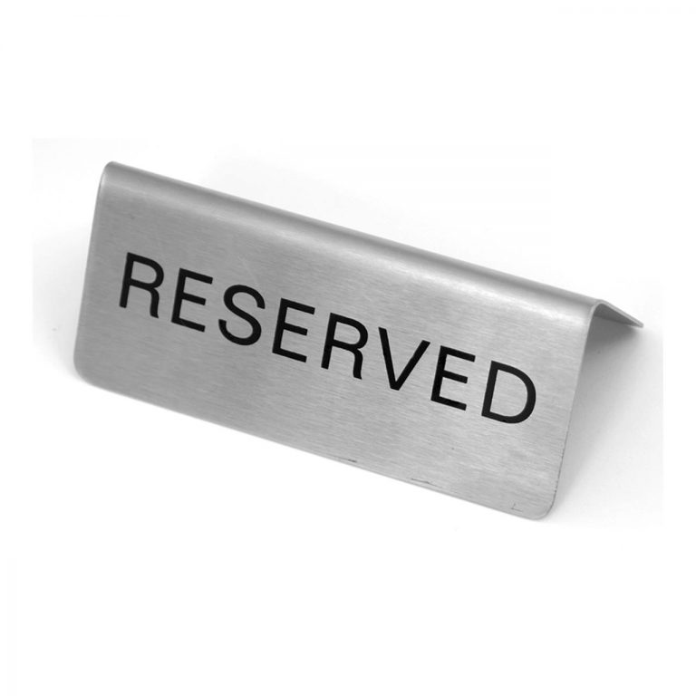 KH Reserved Sign AFrame / Tent Stainless Steel YAMZAR Hospitality