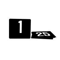 Trenton Flat Plastic Table Numbers - Set Of 1-25 - 105x95mm - White on Black