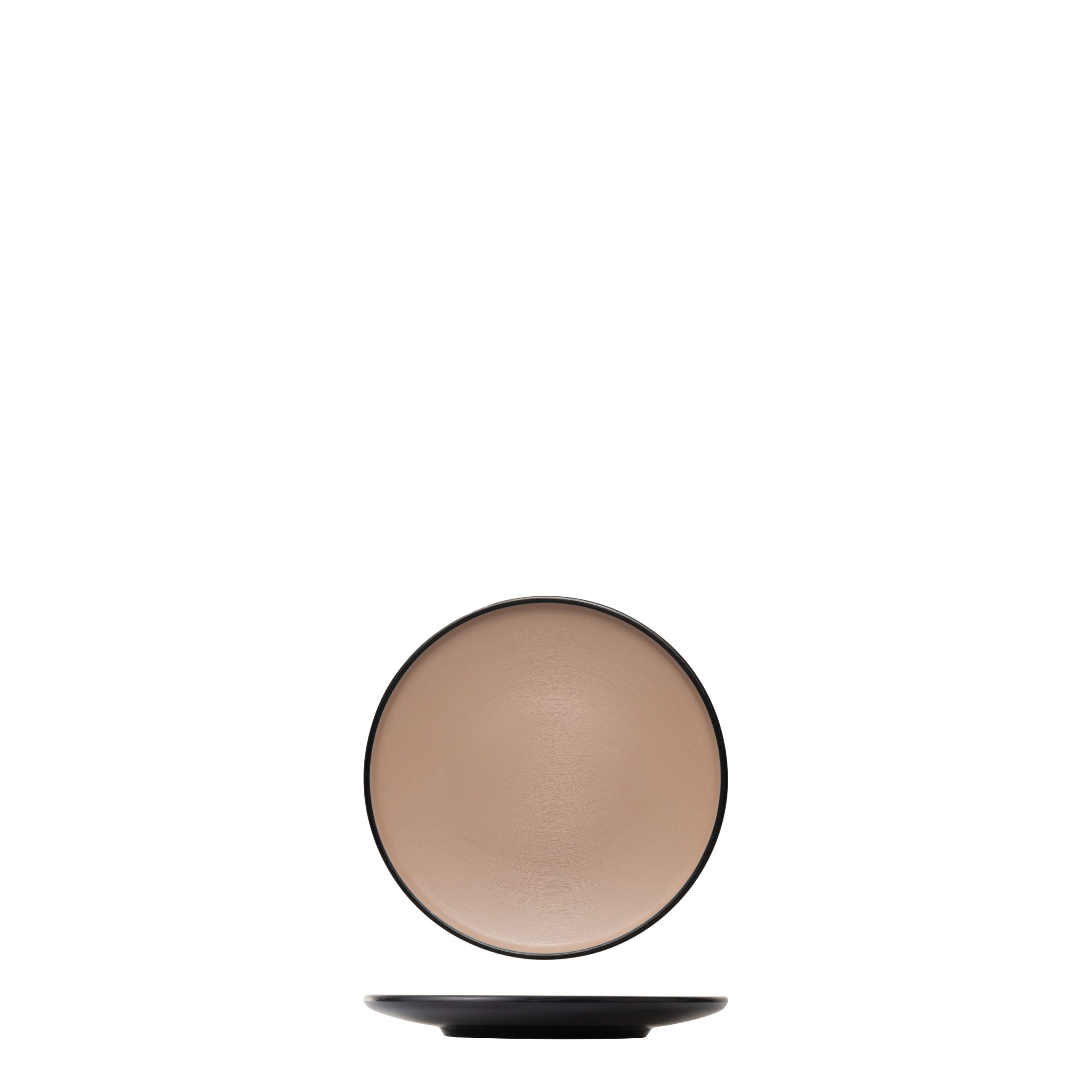 Dual Colour Beige & Black Round Coupe Plate - 167mm (Pack of 24)