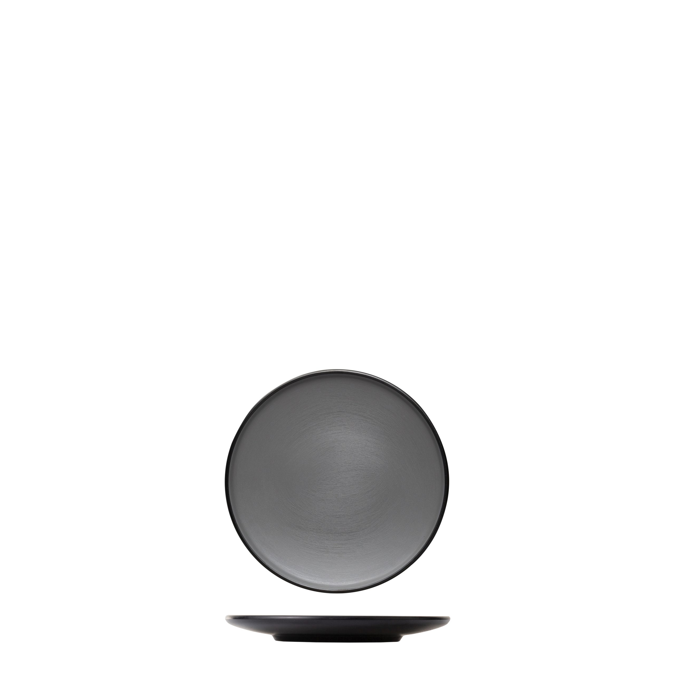 Dual Colour Grey & Black Round Coupe Plate - 167mm (Pack of 24)