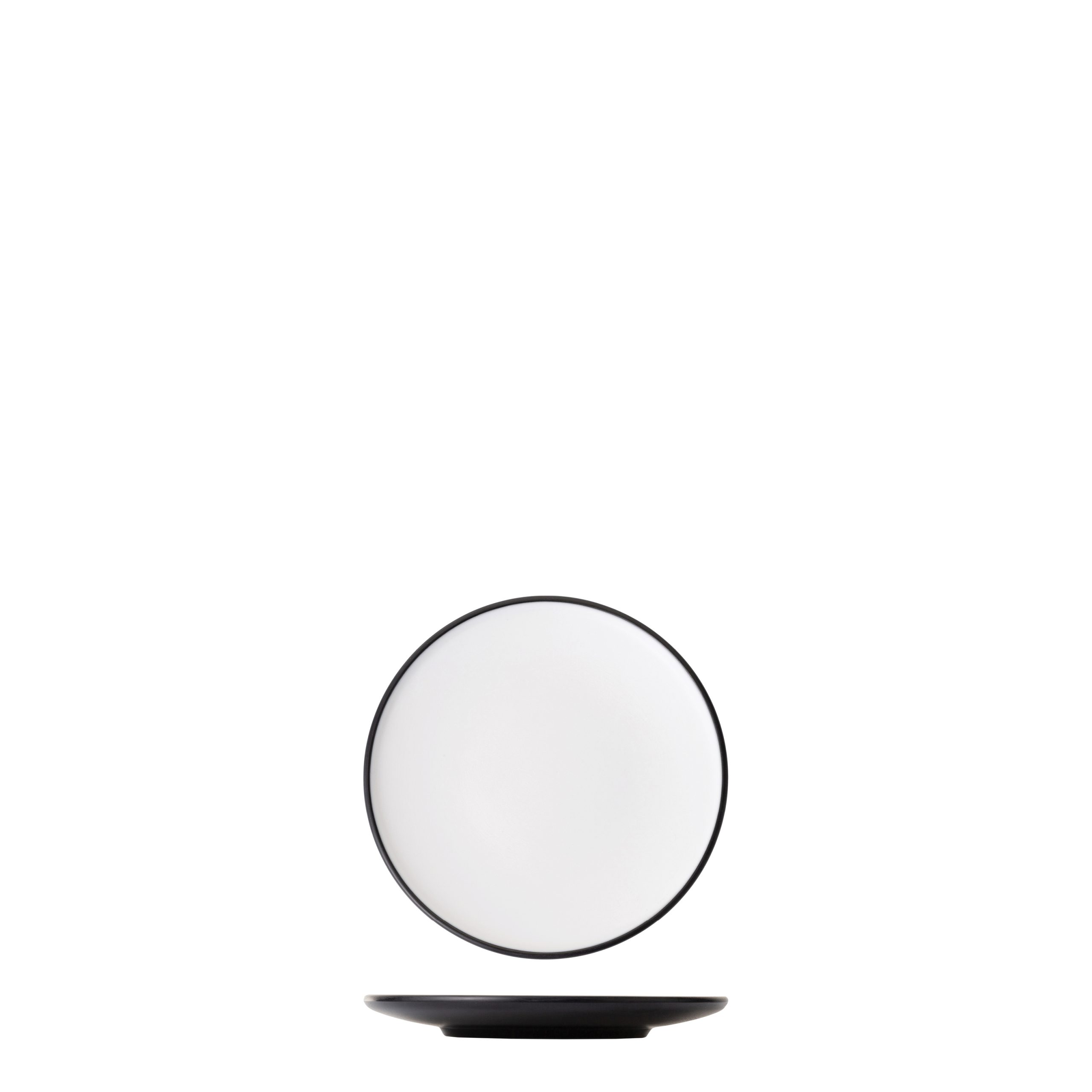 Dual Colour White & Black Round Coupe Plate - 167mm (Pack of 24)