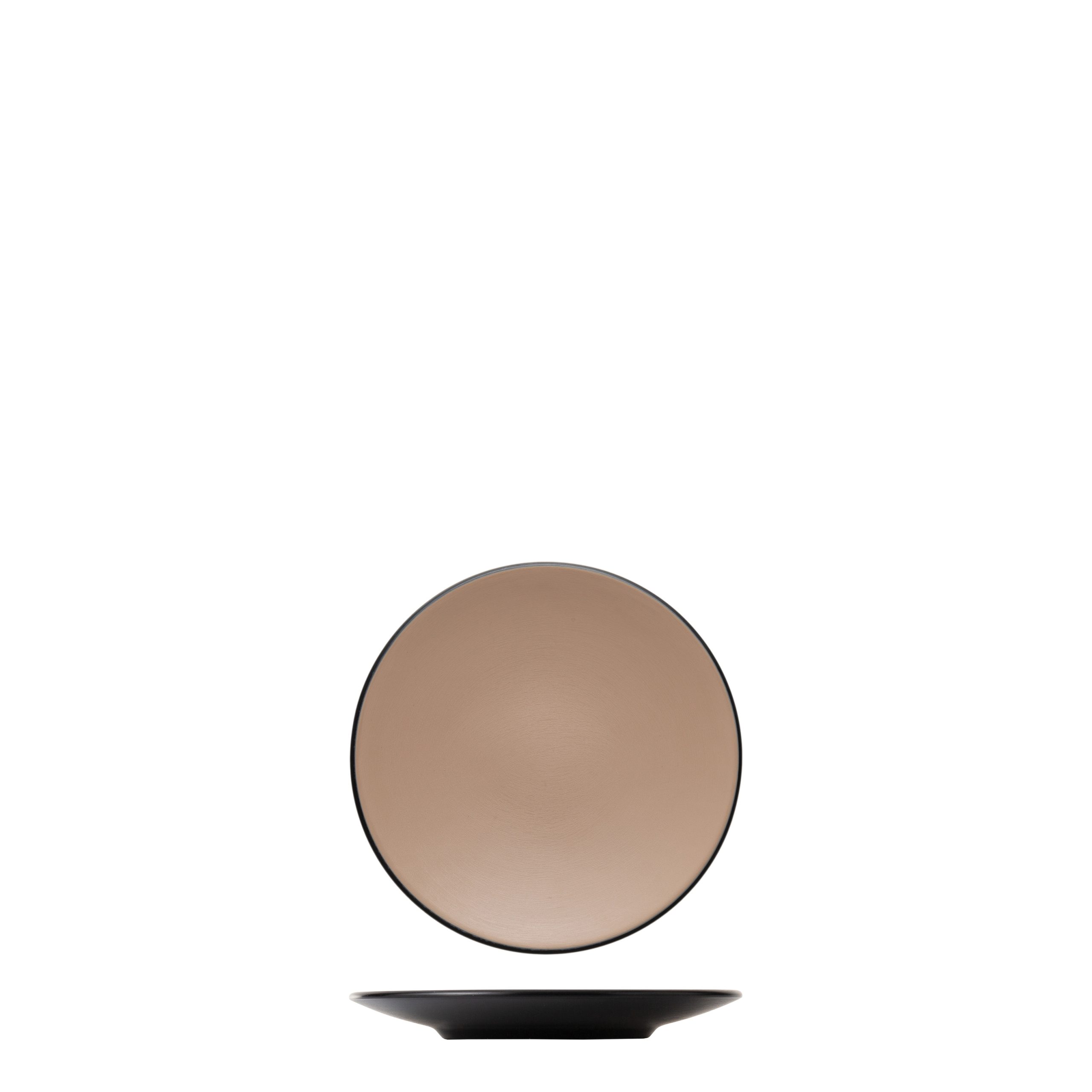 Dual Colour Beige & Black Round Coupe Plate - 180mm (Pack of 12)