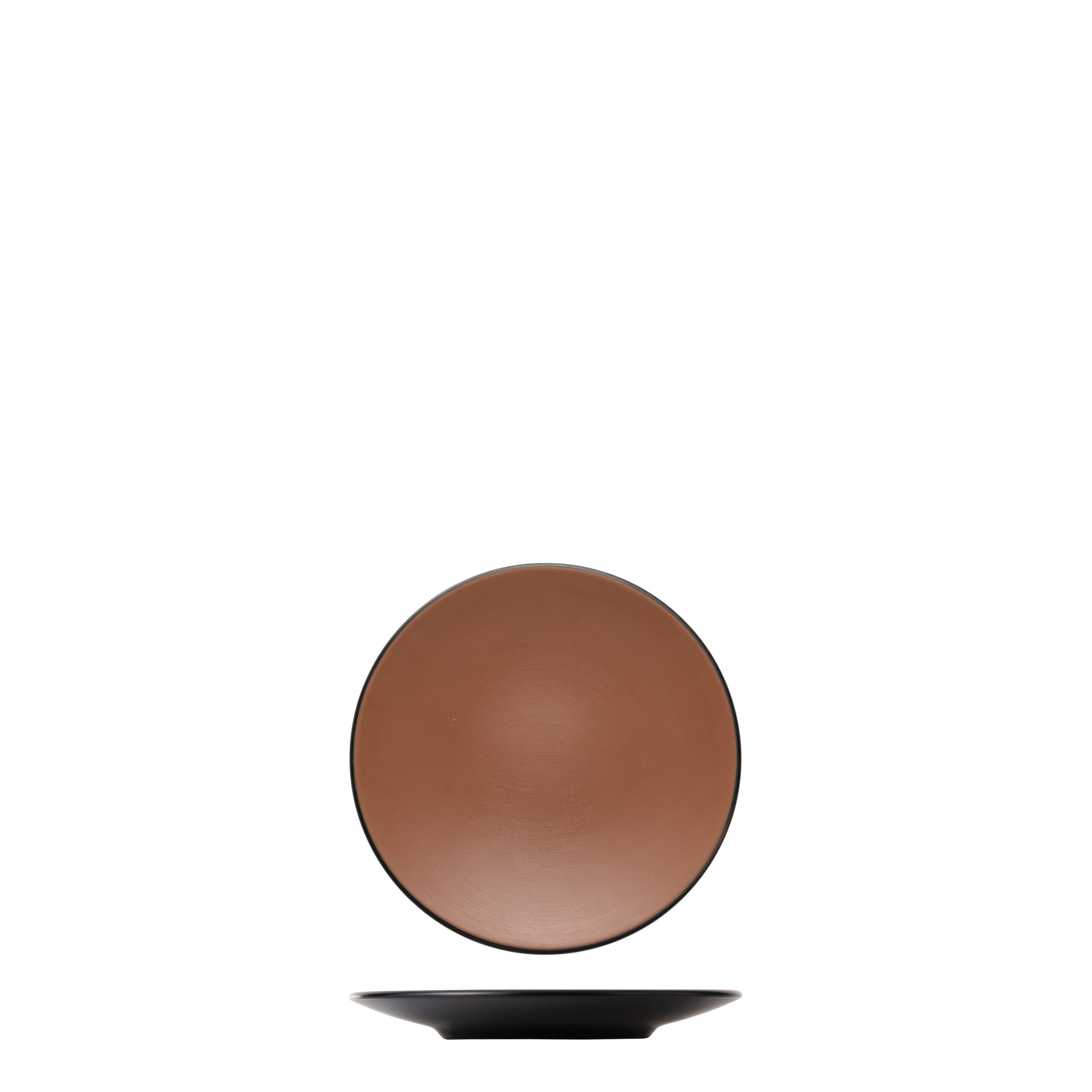 Dual Colour Brown & Black Round Coupe Plate - 180mm (Pack of 12)