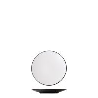 Dual Colour White & Black Round Coupe Plate - 180mm (Pack of 12)
