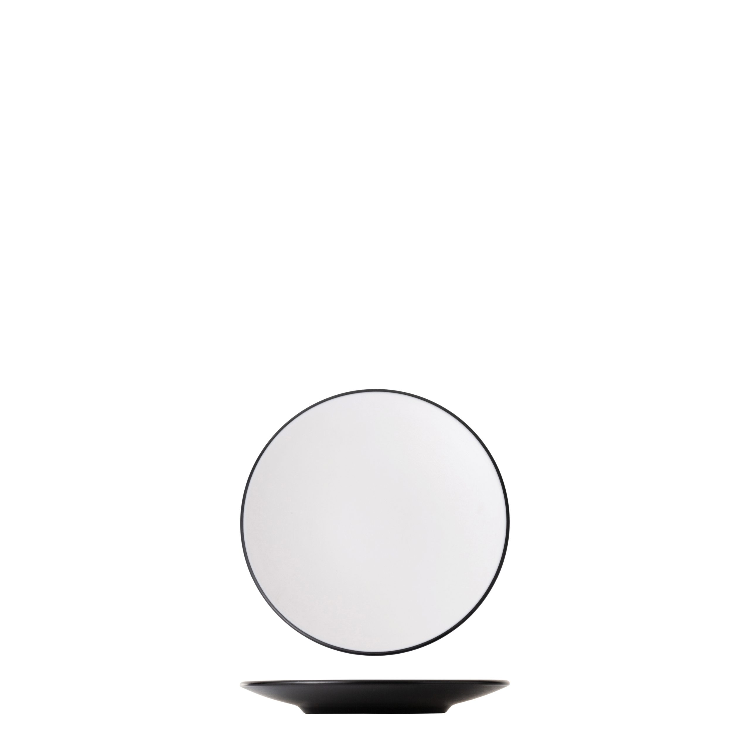 Dual Colour White & Black Round Coupe Plate - 180mm (Pack of 12)