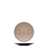 Dual Colour Beige & Black Round Coupe Plate - 205mm (Pack of 12)