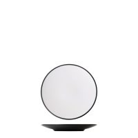 Dual Colour White & Black Round Coupe Plate - 205mm (Pack of 12)