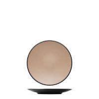 Dual Colour Beige & Black Round Coupe Plate - 230mm (Pack of 12)