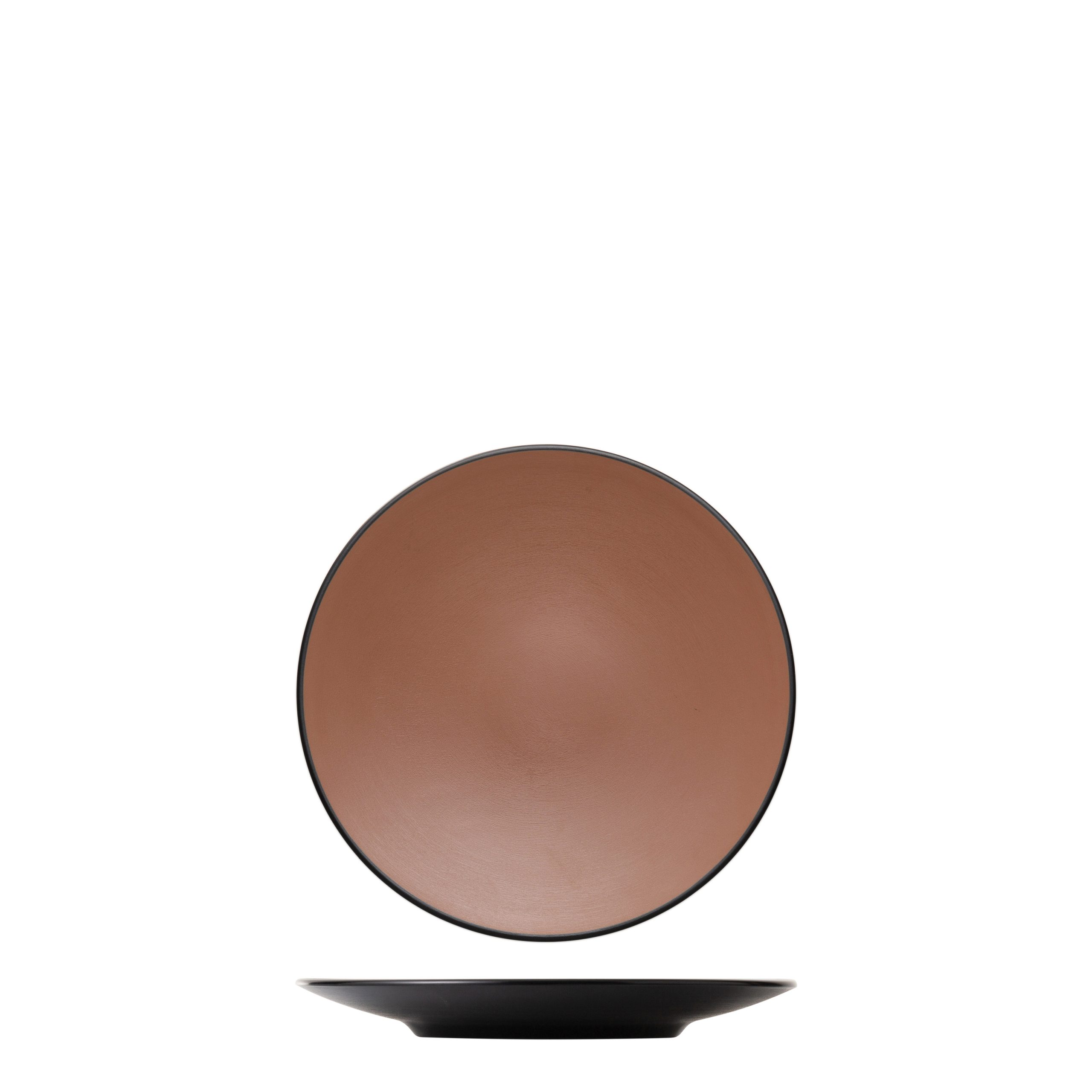 Dual Colour Brown & Black Round Coupe Plate - 230mm (Pack of 12)