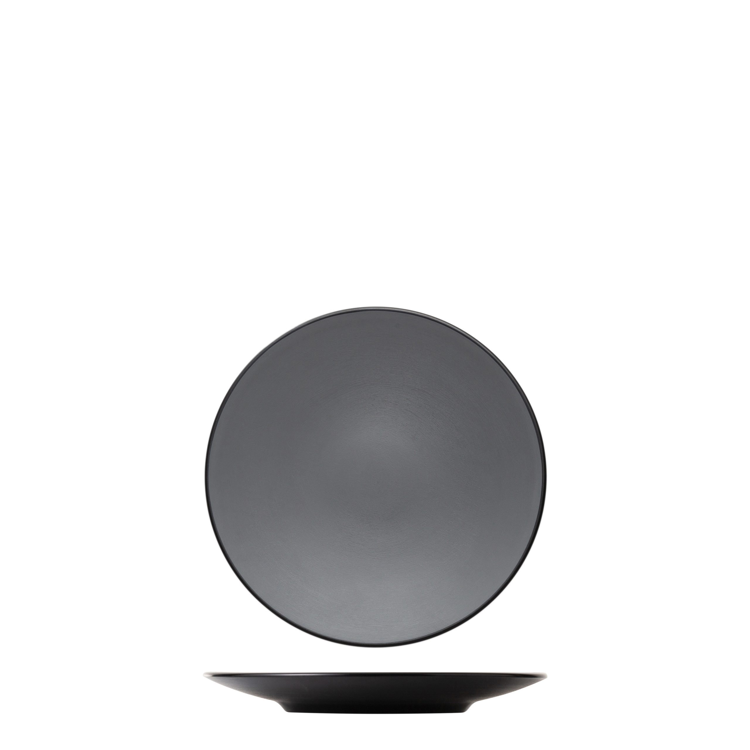 Dual Colour Grey & Black Round Coupe Plate - 230mm (Pack of 12)