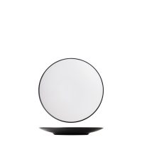 Dual Colour White & Black Round Coupe Plate - 230mm (Pack of 12)