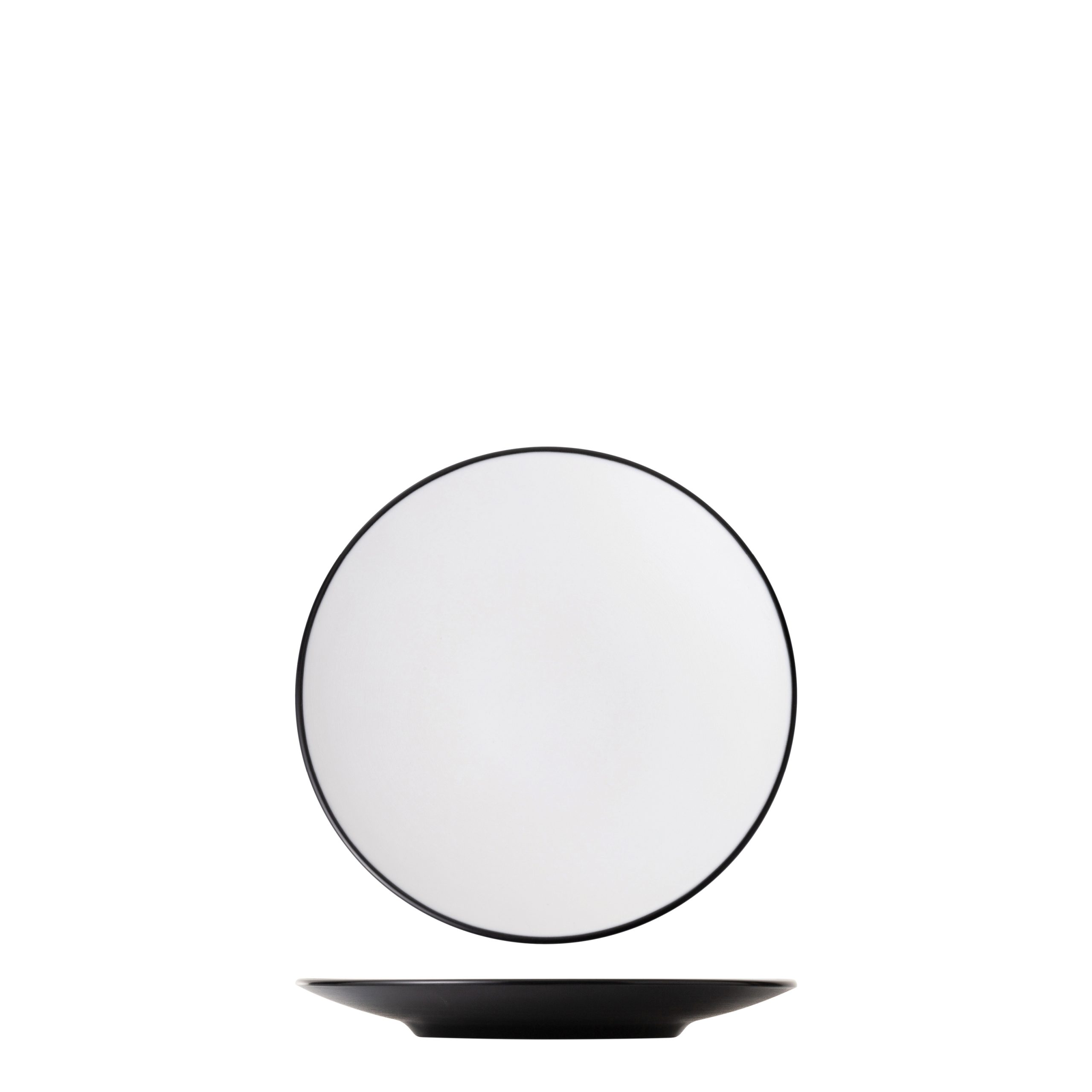 Dual Colour White & Black Round Coupe Plate - 230mm (Pack of 12)