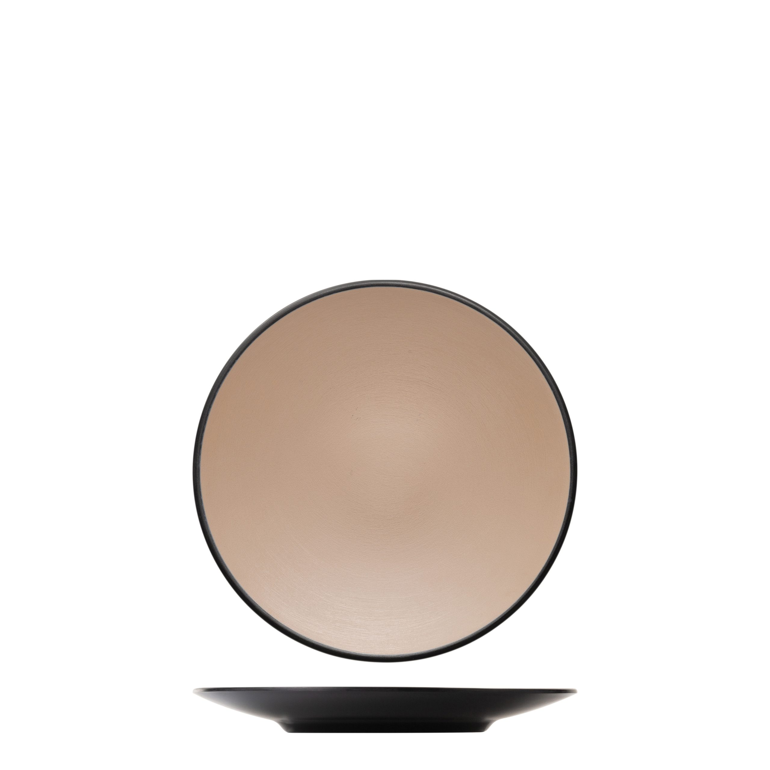 Dual Colour Beige & Black Round Coupe Plate - 250mm (Pack of 9)