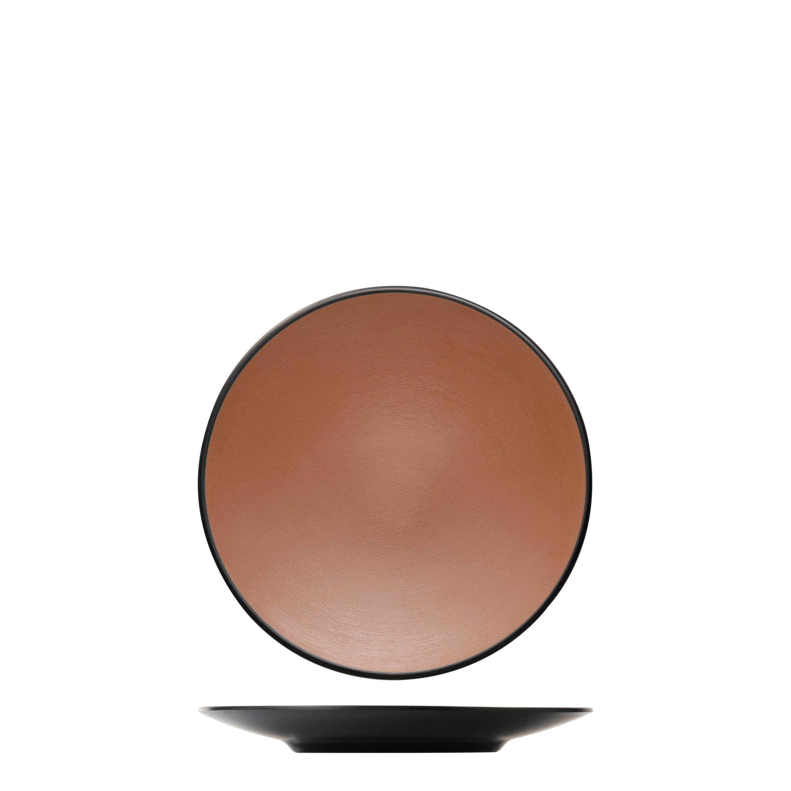 Dual Colour Brown & Black Round Coupe Plate - 250mm (Pack of 9)