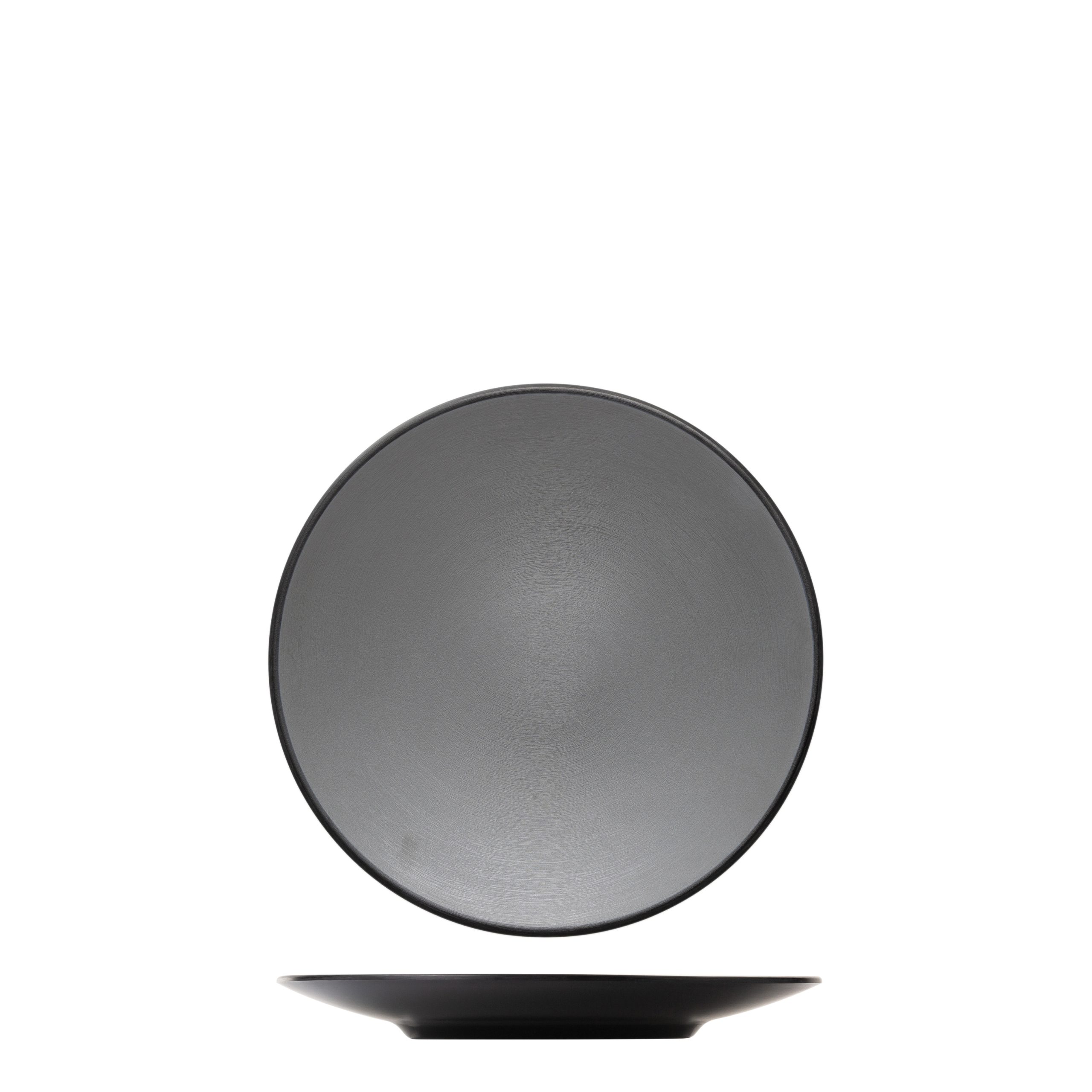 Dual Colour Grey & Black Round Coupe Plate - 250mm (Pack of 9)