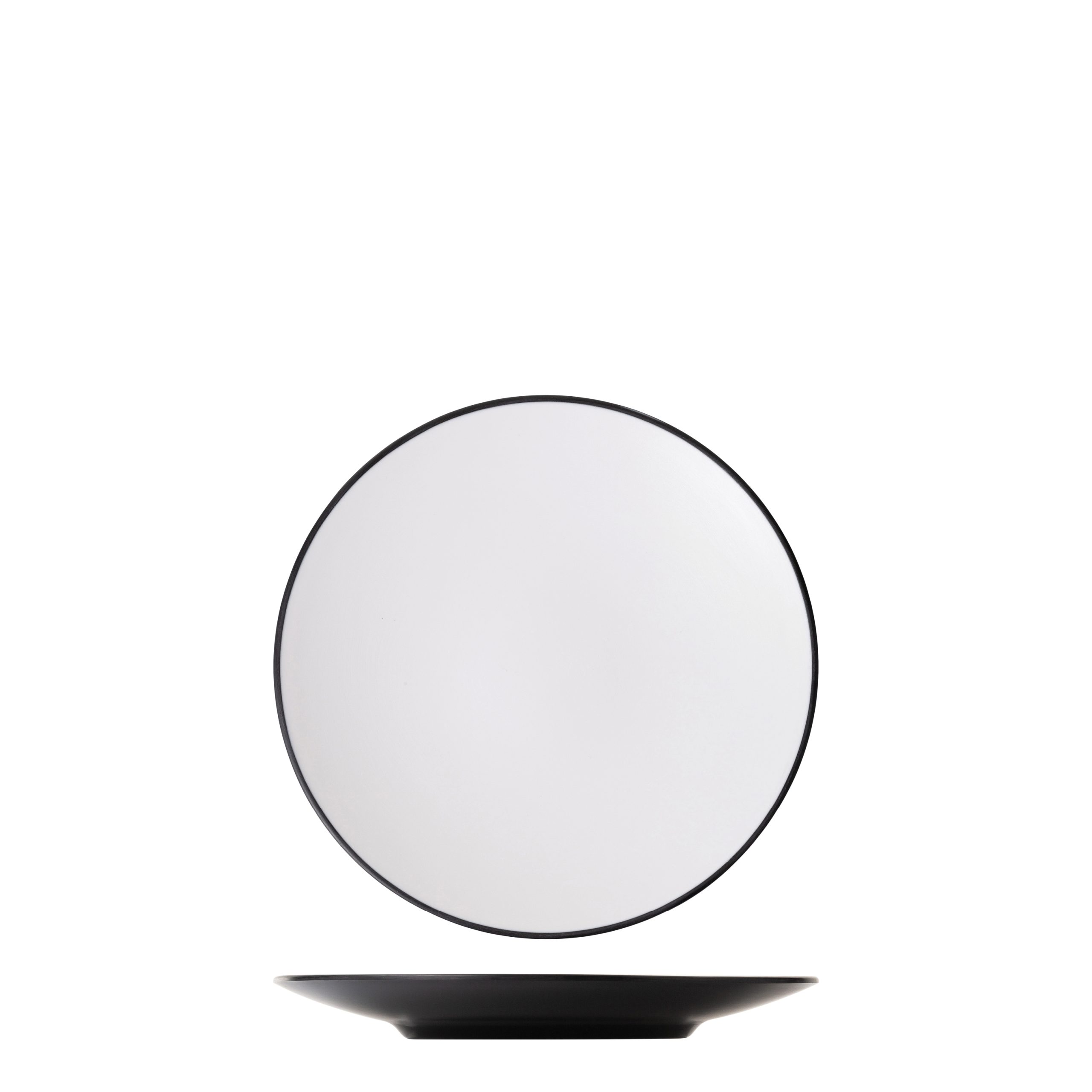 Dual Colour White & Black Round Coupe Plate - 250mm (Pack of 9)