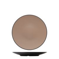 Dual Colour Beige & Black Round Coupe Plate - 300mm (Pack of 12)
