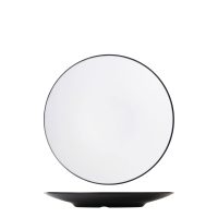 Dual Colour White & Black Round Coupe Plate - 300mm (Pack of 12)