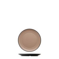 COU COU Dual Colour Beige & Black Round Wide Rim Plate - 210mm (Pack of 12)