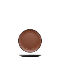 COU COU Dual Colour Brown & Black Round Wide Rim Plate - 210mm (Pack of 12)