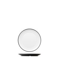 COU COU Dual Colour White & Black Round Wide Rim Plate - 210mm (Pack of 12)