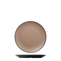 COU COU Dual Colour Beige & Black Round Wide Rim Plate - 260mm (Pack of 12)