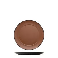 COU COU Dual Colour Brown & Black Round Wide Rim Plate - 260mm (Pack of 12)