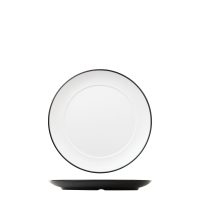 COU COU Dual Colour White & Black Round Wide Rim Plate - 260mm (Pack of 12)