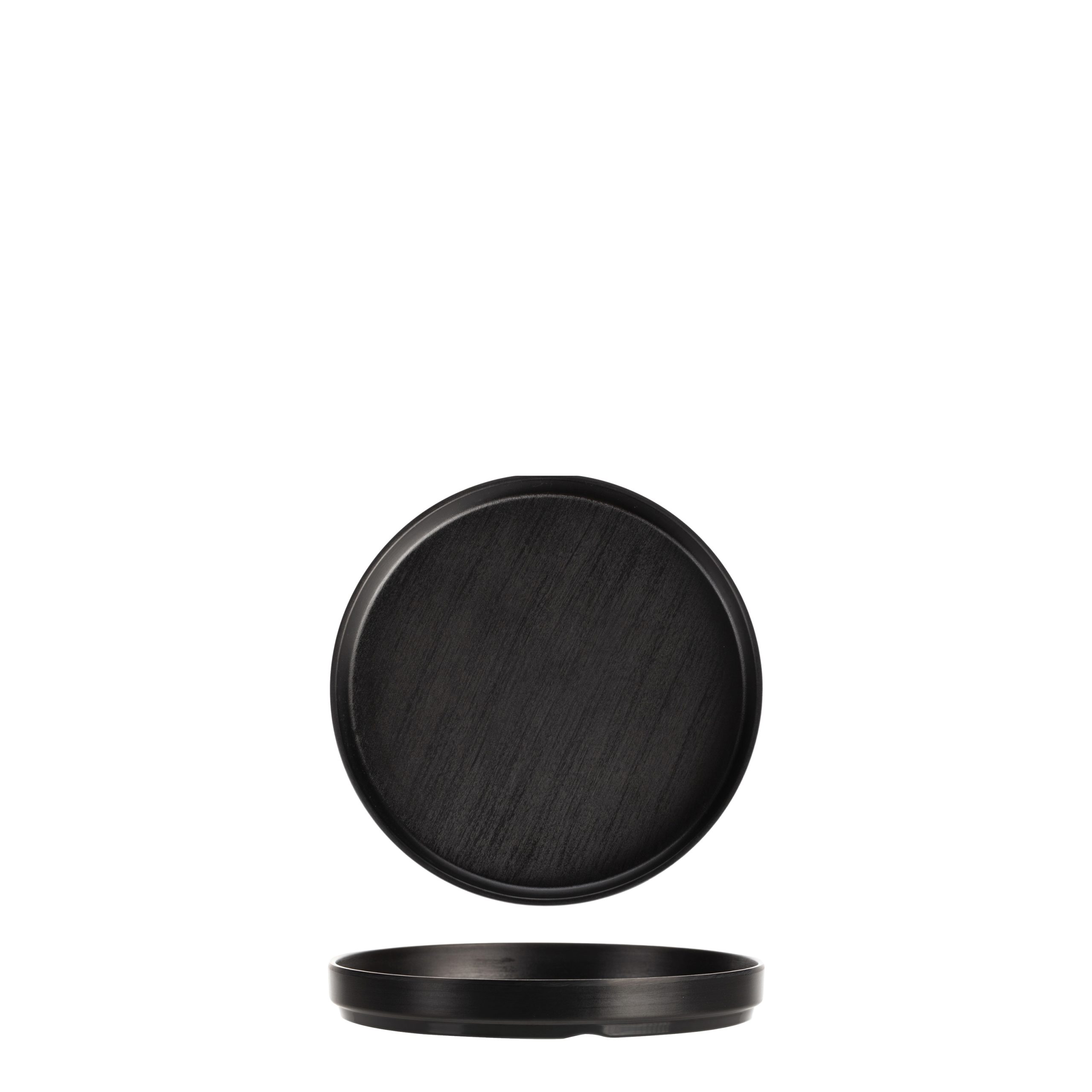 COU COU Dual Colour Black & Black Round Stackable Plate - 200mm (Pack of 12)