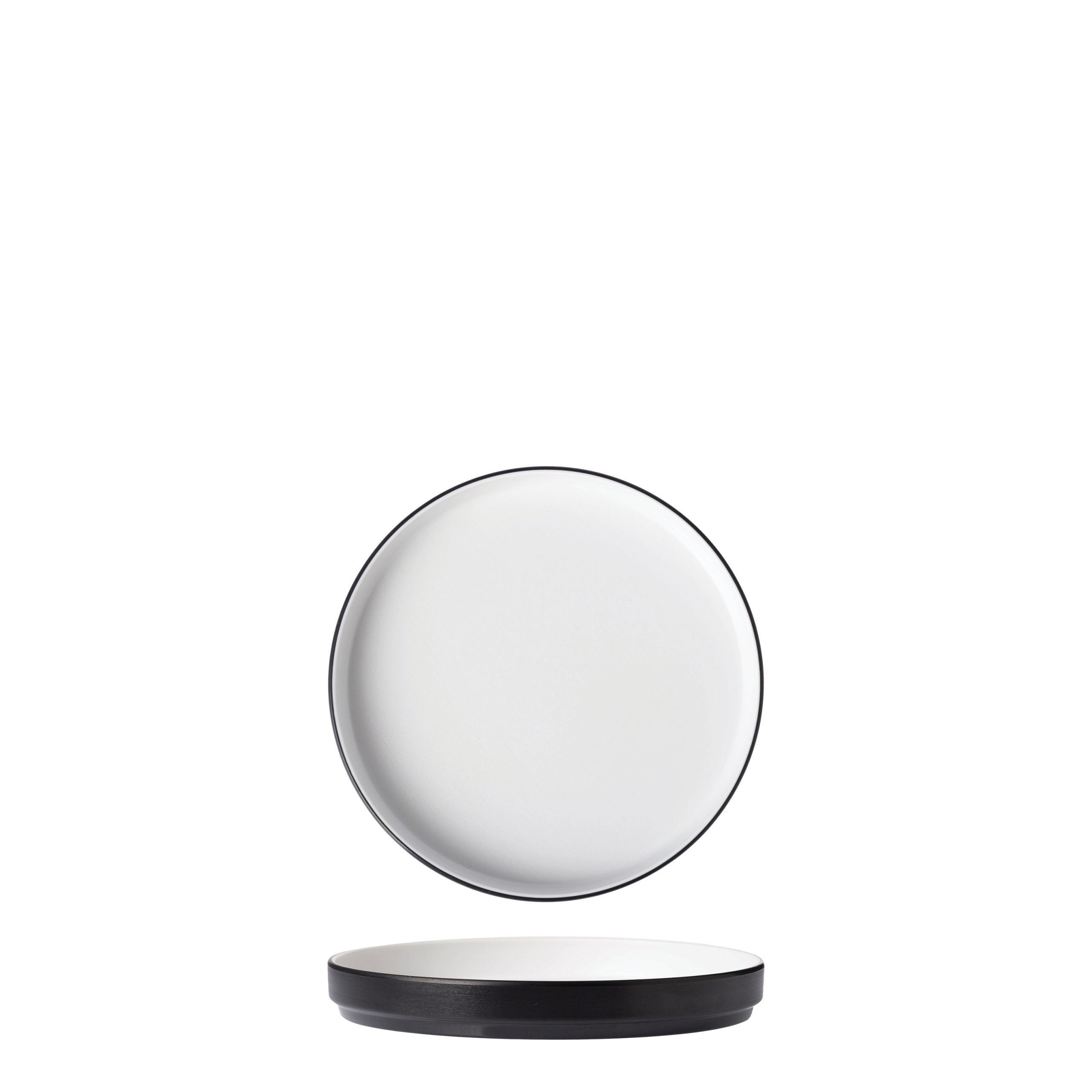 COU COU Dual Colour White & Black Round Stackable Plate - 200mm (Pack of 12)