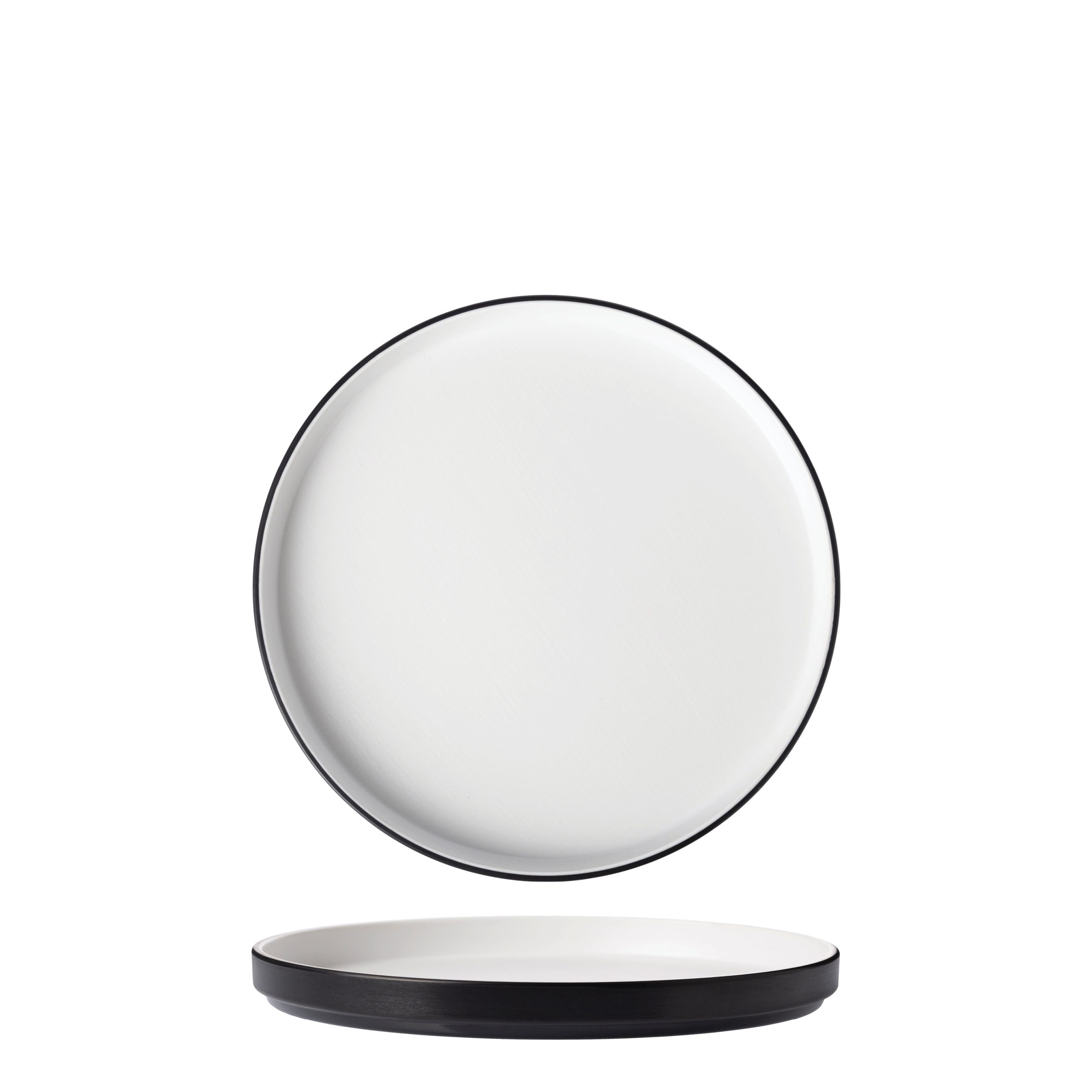 COU COU Dual Colour White & Black Round Stackable Plate - 270mm (Pack of 12)