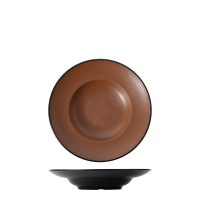 COU COU Dual Colour Brown & Black Round Pasta/Soup Bowl - 260mm (Pack of 12)