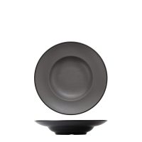 COU COU Dual Colour Grey & Black Round Pasta/Soup Bowl - 260mm (Pack of 12)