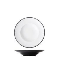 COU COU Dual Colour White & Black Round Pasta/Soup Bowl - 260mm (Pack of 12)