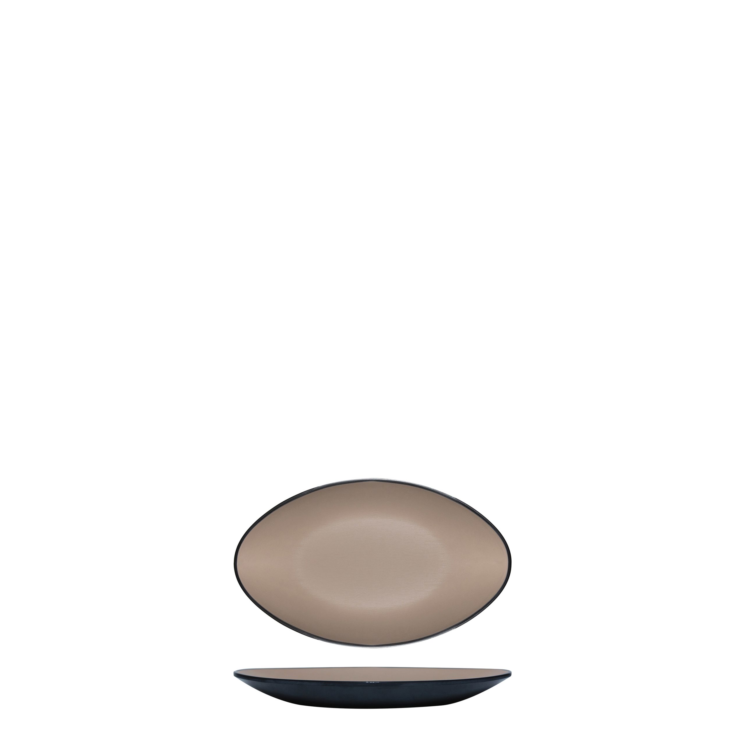 COU COU Dual Colour Beige & Black Oval Plate - 245x150mm (Pack of 12)