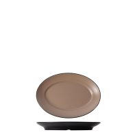COU COU Dual Colour Beige & Black Oval Plate - 310x220mm (Pack of 12)