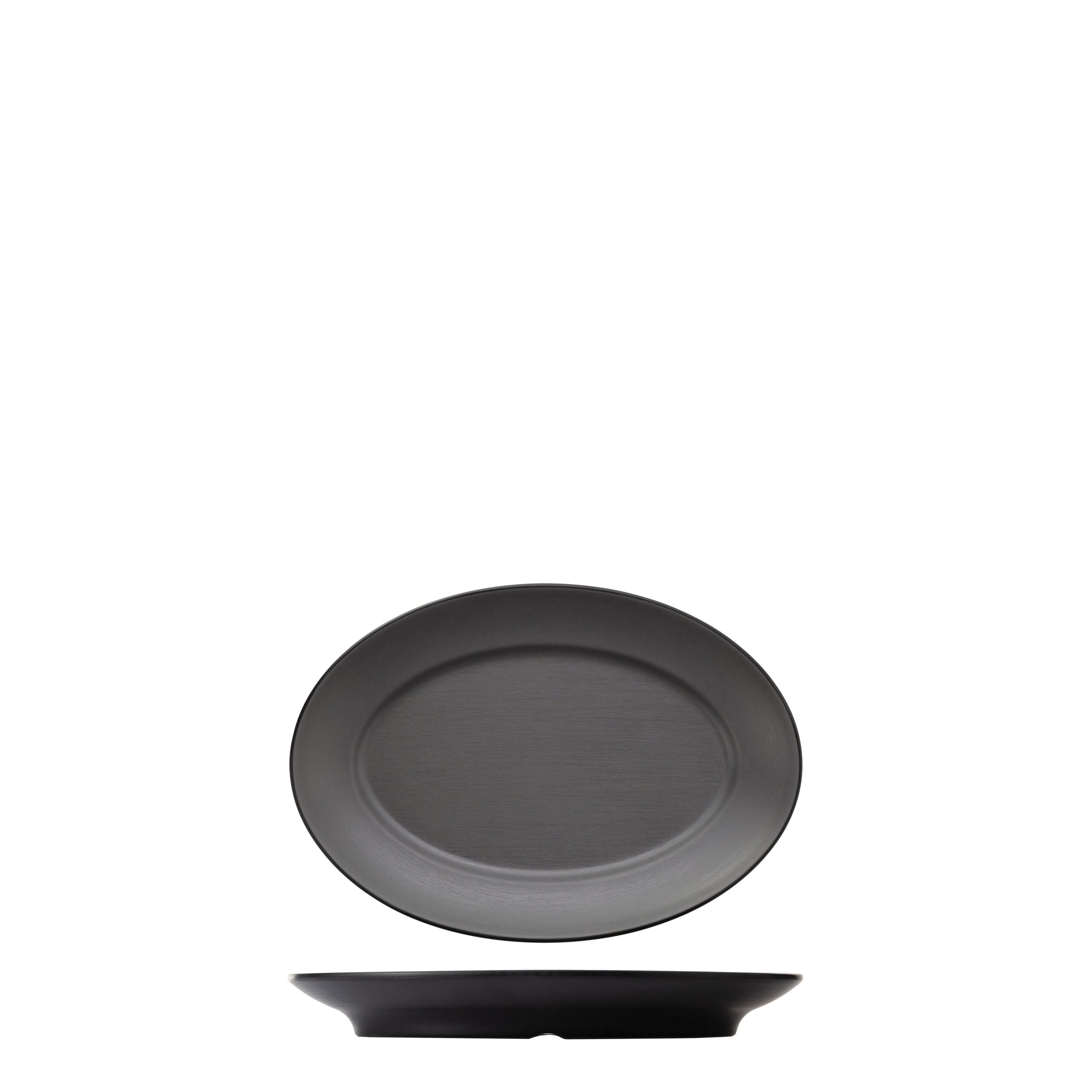 COU COU Dual Colour Grey & Black Oval Plate - 310x220mm (Pack of 12)