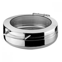 Athena Prince Large Round Induction Chafer W. Glass Lid - 6100ml