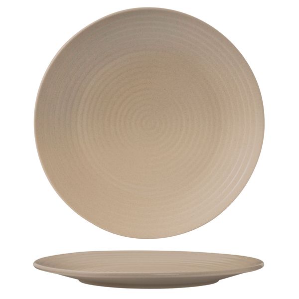 Zuma Sand Ribbed Round Plate - 310mm (Pack of 3)