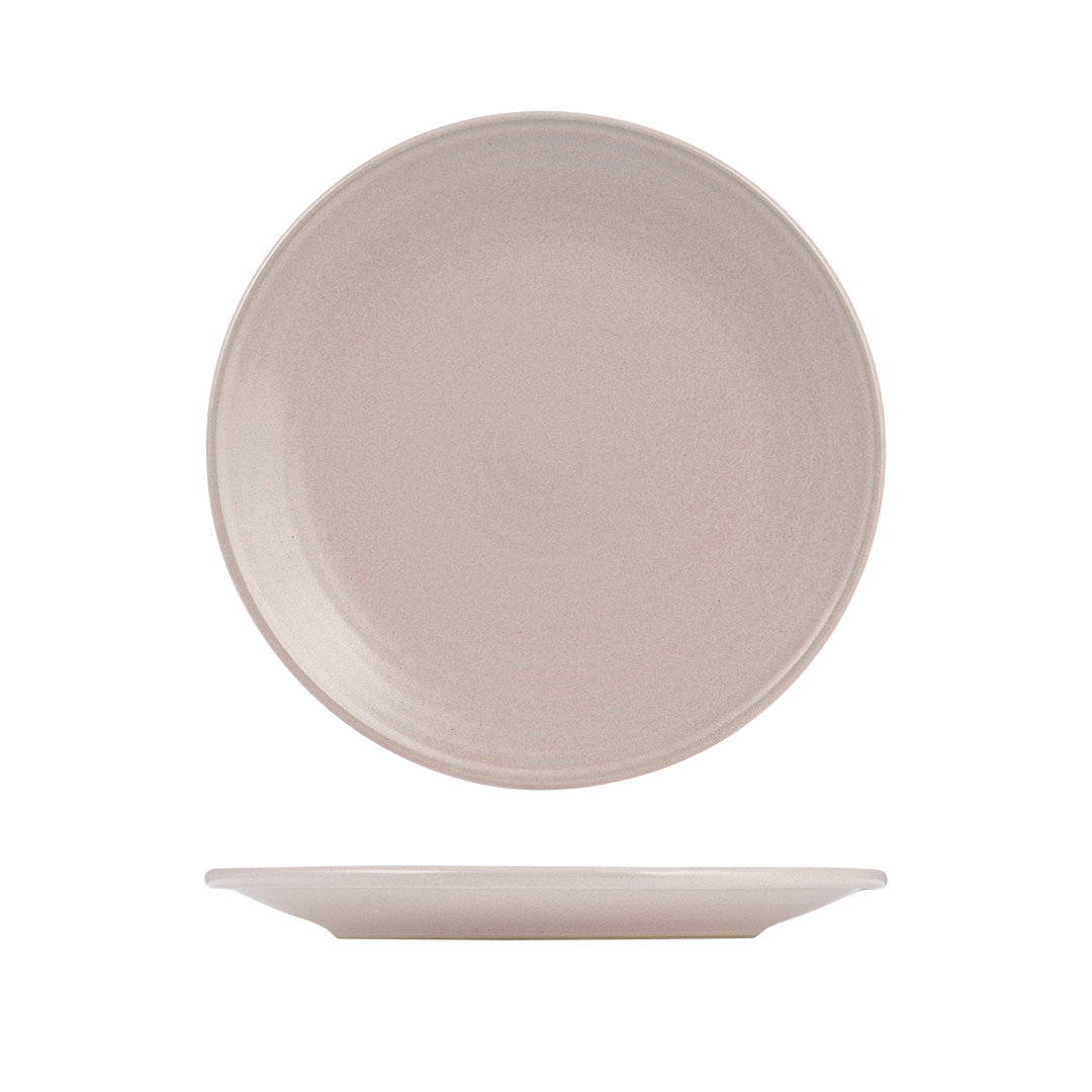 Zuma Pearl Blush Ribbed Round Plate - 265mm (Pack of 6)