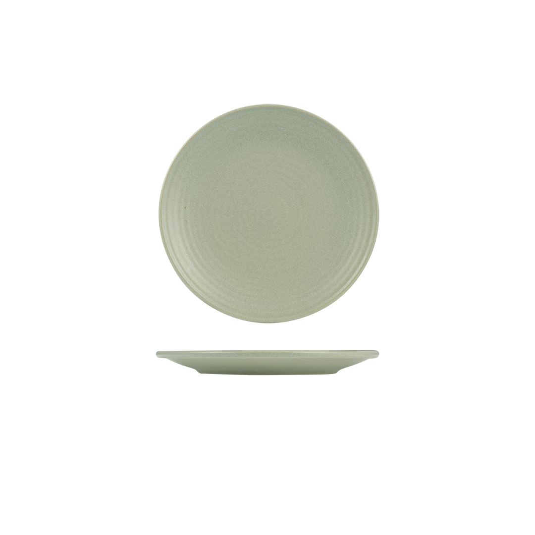 Zuma Pearl Pistachio Ribbed Round Plate - 210mm (Pack of 6)