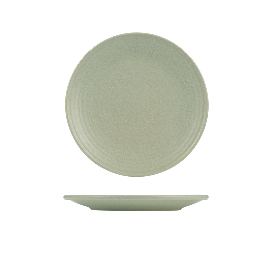 Zuma Pearl Pistachio Ribbed Round Plate - 265mm (Pack of 6)
