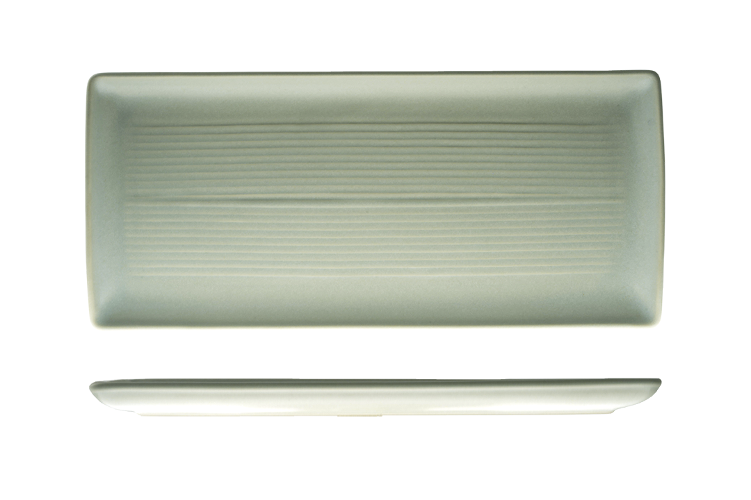 Zuma Pearl Pistachio Ribbed Rectangular Platter - 395x180mm (Pack of 6)