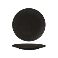 Zuma Charcoal Ribbed Round Plate - 210mm (Pack of 6)