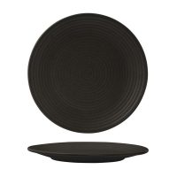 Zuma Charcoal Ribbed Round Plate - 265mm (Pack of 6)