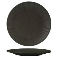Zuma Charcoal Ribbed Round Plate - 310mm (Pack of 3)