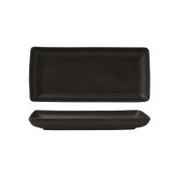 Zuma Charcoal Ribbed Rectangular Platter - 250x125mm (Pack of 6)