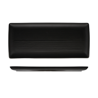 Zuma Charcoal Ribbed Rectangular Platter - 365x160mm (Pack of 6)