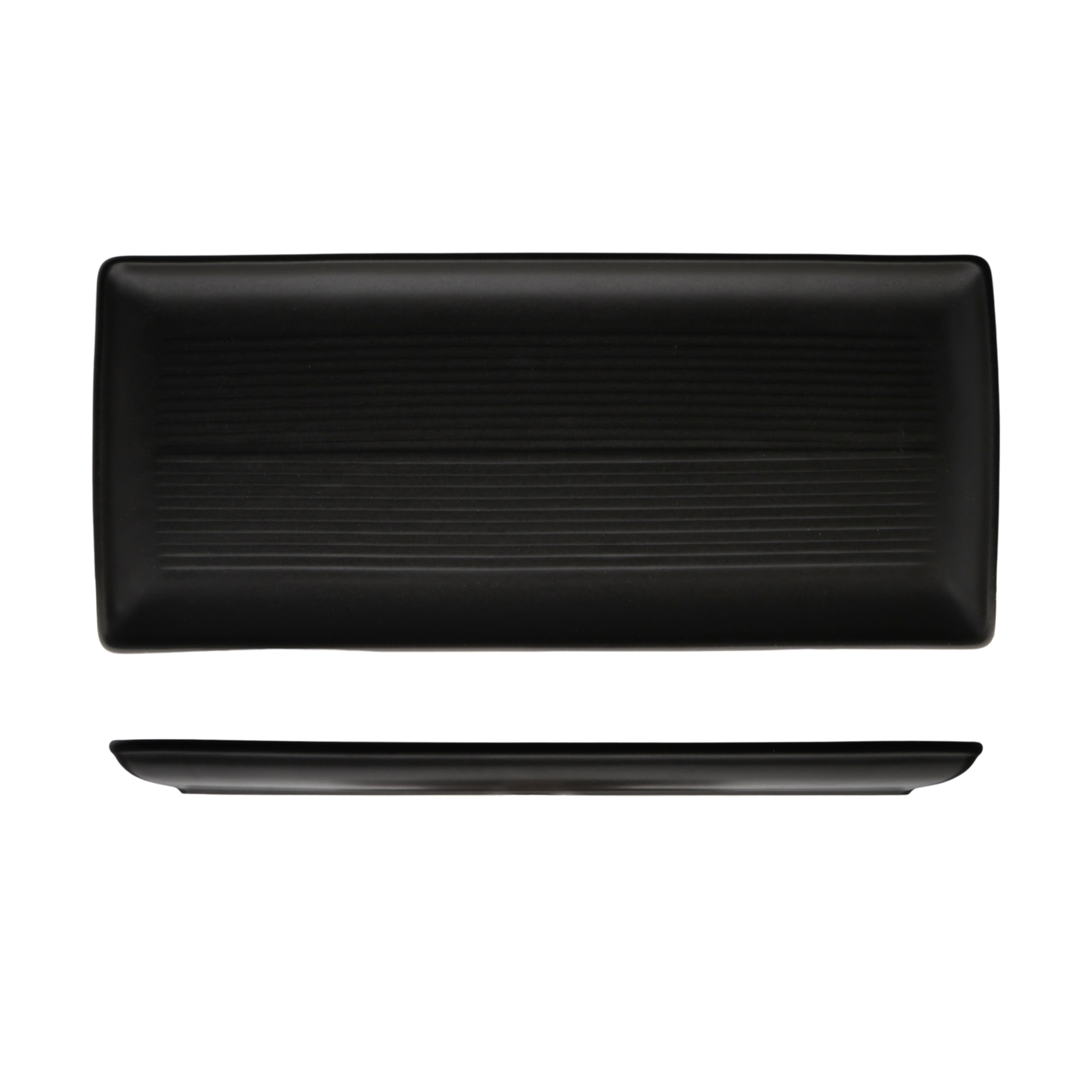 Zuma Charcoal Ribbed Rectangular Platter - 365x160mm (Pack of 6)