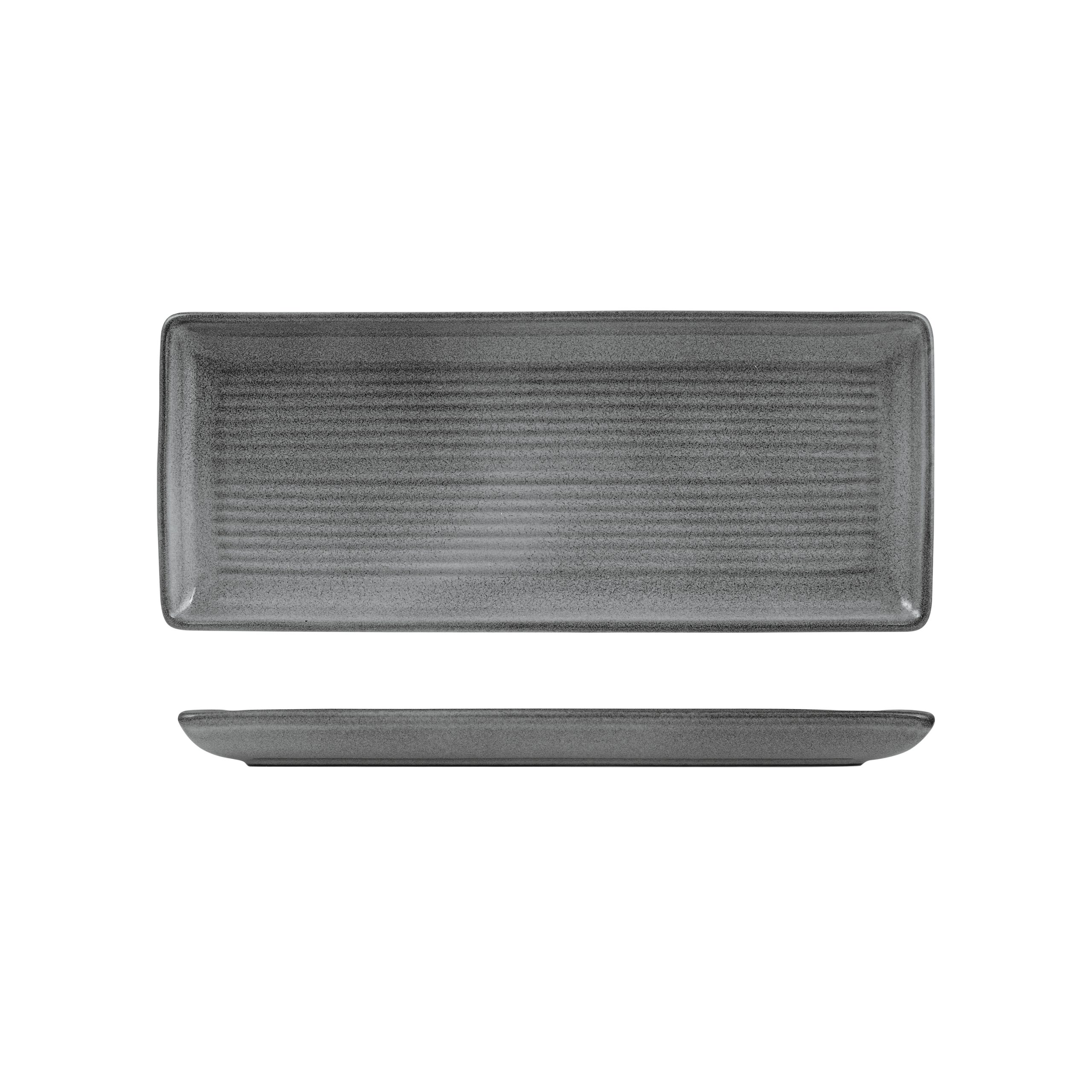 Zuma Gravel Ribbed Rectangular Platter - 335x140mm (Pack of 6)